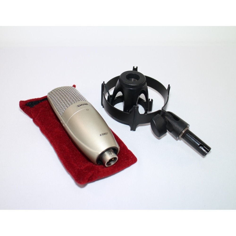 Shure KSM27 Condenser Microphone Cardioid XLR w/ Shock Mount & Pouch Tested
